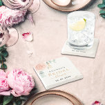 Möhippa ro guld blommigt eucalyptus monogram stenunderlägg<br><div class="desc">En vit chic bakgrund. Dekorerad med ro guld,   blommigt för rosa,  blomma (ro) och grönt vattenfärgade eukalyptus löv,  sprig,  grönsak och faux guld sprig. Anpassa och lägg till namn i bruden som ska vara och ett datum. Svarta och gyllene brev. Du kan också använda trendiget Spara datumpåminnelsen.</div>