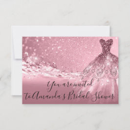 Möhippa Ro Rosa Dress Glitter Inbjudningar