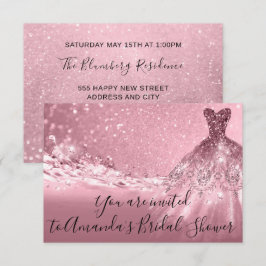 Möhippa Ro Rosa Dress Glitter Inbjudningar