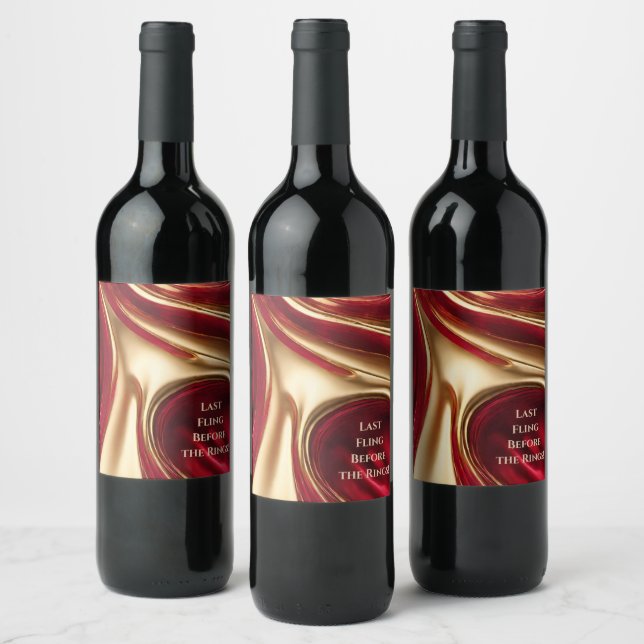 Möhippa - Röd och Guld- Vinflaska Etikett (Flaskor)