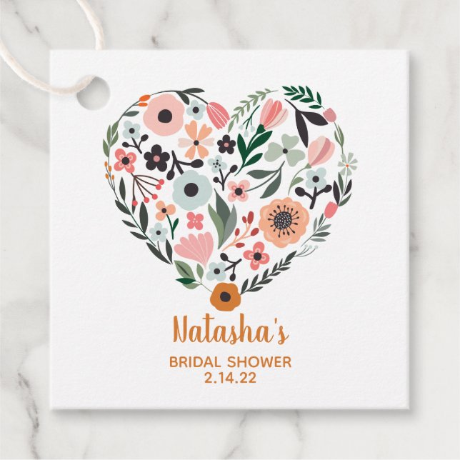 Möhippa | Romantiskt, Whimsiskt Flowers Heart Gåvor Etiketter (Framsida)