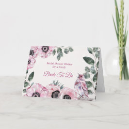 Möhippa Rosa Bird Blommigt Kort