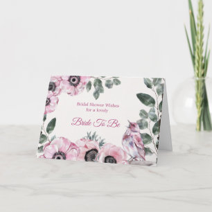 Möhippa Rosa Bird Blommigt Kort