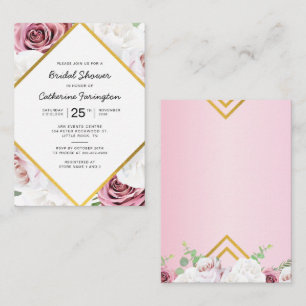 Möhippa Rosa Blommigt Guld Geometric Ram Anteckningskort