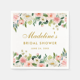 Möhippa Rosa Blommigten Guld Pappersservett