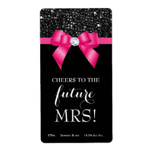 Möhippa Rosa Bow Black Sequins Vin-etiketter Fraktsedel