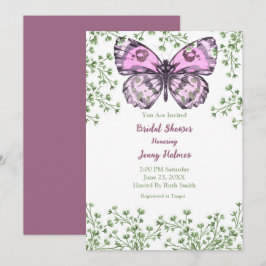 Möhippa Rosa Butterfly Greenery-inbjudan Inbjudningar