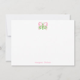 Möhippa Rosa Butterfly Personlig Note Card Tack Kort