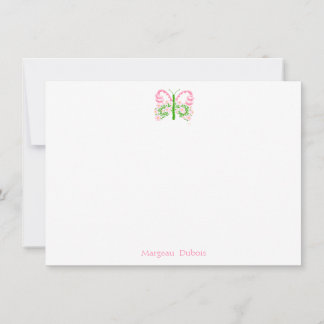 Möhippa Rosa Butterfly Personlig Note Card Tack Kort