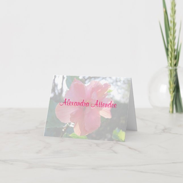 Möhippa Rosa Flower Ställe Setting Namn bricka Inbjudan (Framsida)