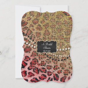 Möhippa Rosa Guld Leopard Animal Print Print Inbjudningar