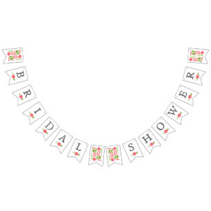 Möhippa rosa korallblommor bröllop blommigt vimplar