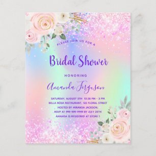 Möhippa rosa lila glitter blommigt budget flygblad