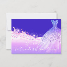 Möhippa Rosa Lila Glitter Royal Blue Inbjudningar