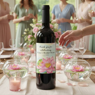 Möhippa Rosa Näckros & Trädgroda Vinflaska Etikett