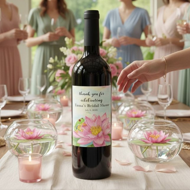 Möhippa Rosa Näckros & Trädgroda Vinflaska Etikett (Skapare uppladdad)