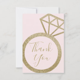 Möhippa Rosa och Guld Glitter Förlovning Ring Tack Kort