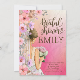 Möhippa rosa orange vattenfärgstypografi inbjudningar