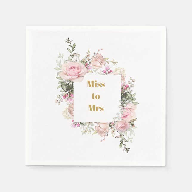 Möhippa Rosa ros Miss till Mrs. Pappersservett (Framsidan)