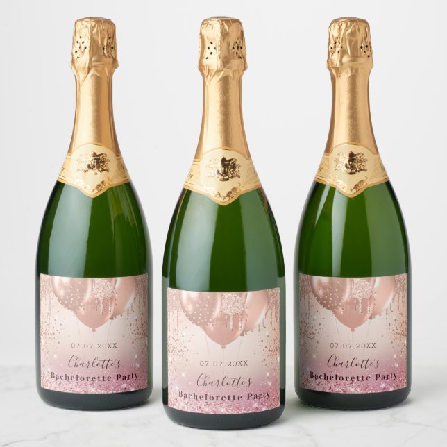 Möhippa rosa roséguld glitterballong (Flaskor)