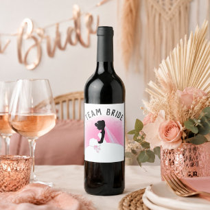 Möhippa Rosa siluett team brud Vinflaska Etikett