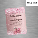 Möhippa rosa transport av lyxinbjudan magnet<br><div class="desc">En  rosa bakgrund som dekoreras med faux sparkles,  konetti och en romantisk rosa av vintage. Anpassa och lägg till hennes namn,  närmare party.</div>