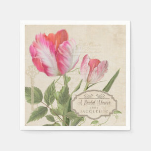 Möhippa Rosa Vintage Script Parrot Tulip Art Pappersservett