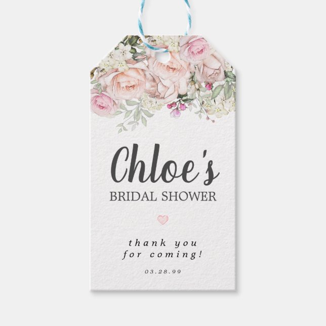 Möhippa Rustic Boho  Rosa ros Blommigt Presentetikett (Framsidan)