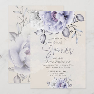 Möhippa Rustic Lilac och Alabaster Peony Inbjudningar