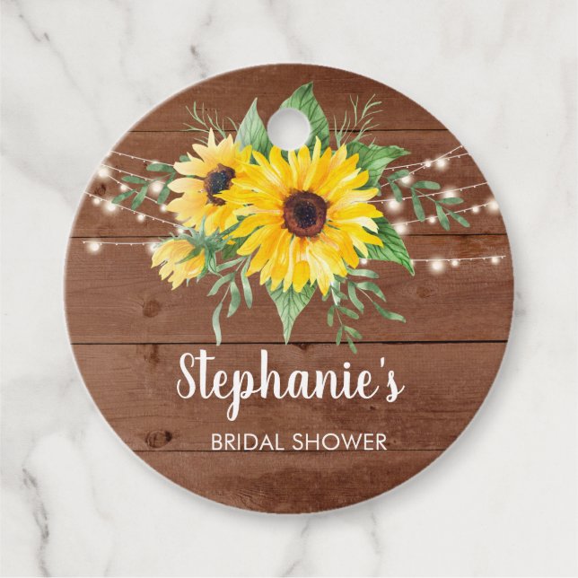 Möhippa Rustic Solros Wood Tack Favo Gåvor Etiketter (Framsida)