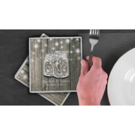 Möhippa Rustic Wood Mason Burk String Ljus Pappersservett