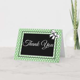 Möhippa Sage Grönt White Polka dots och Bows Tack Kort
