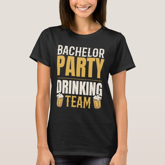 Möhippa Sällskap Drickande Team Brudgum Squad Brud T Shirt (Framsida)