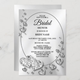 Möhippa Show Party Silver Grått Shiny Hearts Elega Inbjudningar