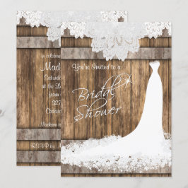 Möhippa 👰 Shower i Rustic Wood & White Snöre Inbjudningar