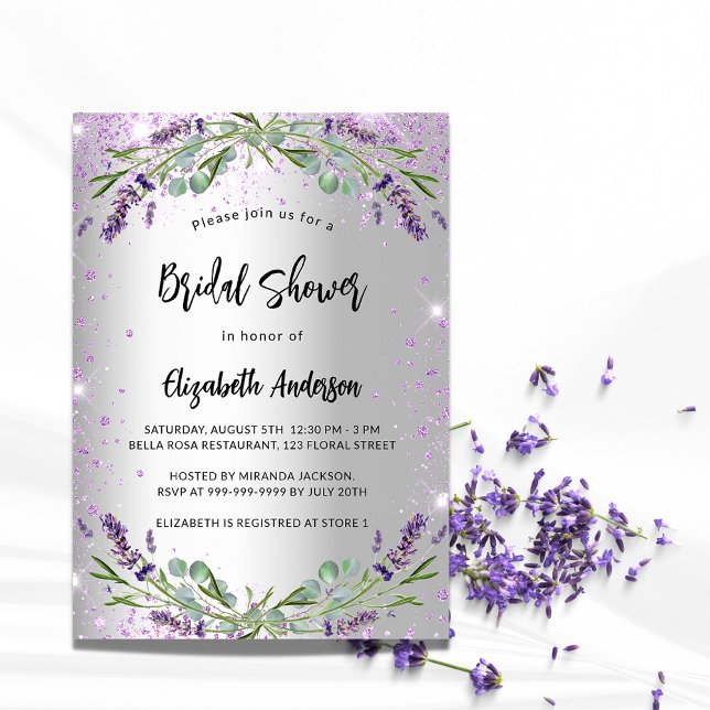 Möhippa silver lavender eucalyptus lyxury inbjudningar (Skapare uppladdad)