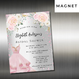 Möhippa silver rosa klär sig glitter lyx magnetisk inbjudningskort