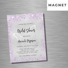 Möhippa silver violet butterfly-lyx magnetisk inbjudningskort