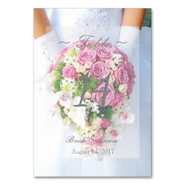 Möhippa Snöre Flower, redigerbart Bröllop Bordsnum Bordsnummer (Framsidan)