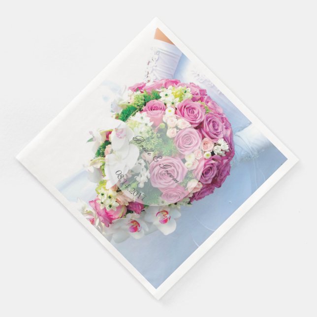 Möhippa Snöre Flower, redigerbart bröllop Pappersservett (Hörn)