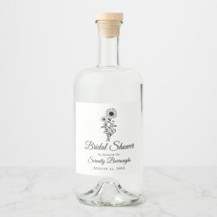 Möhippa Solros Bröllop Rustic Wildblommor Spritflaskor Etikett