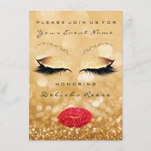 Möhippa Söt 16:e Guld Sparkly Glitter Red Inbjudningar