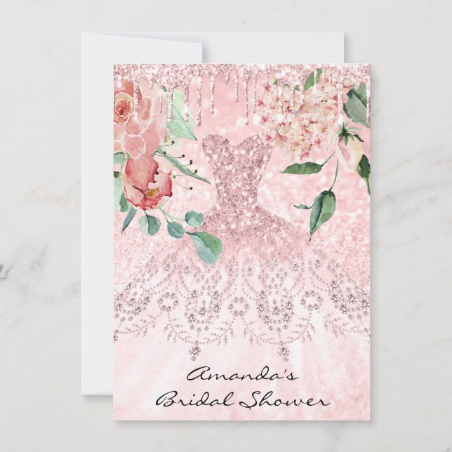 Möhippa Spark Ro Rosa ros Dress Blommigtar Inbjudningar (Baksida)