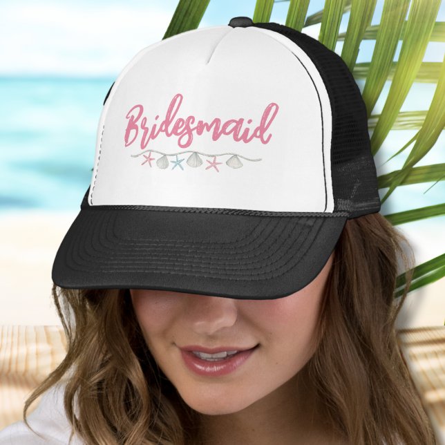 Möhippa Strand Rosa Brudtärna Keps (Pink Beach Bridesmaid Trucker Hat)