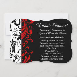 Möhippa, svart, vit, röd swirl inbjudningar