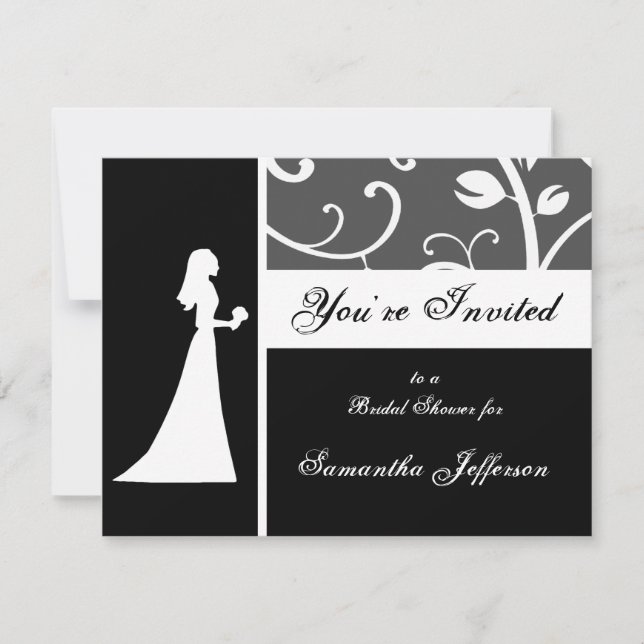 Möhippa svartvita Vines Inbjudningar (Framsida)