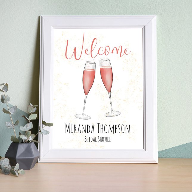 Möhippa Tabletop Välkomstskylt Rosa Champagne (Simple welcome sign budget paper sheet, great for framing. )