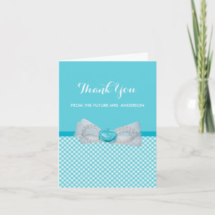 Möhippa Tack Chic Aqua Gingham Cute Bow Kort