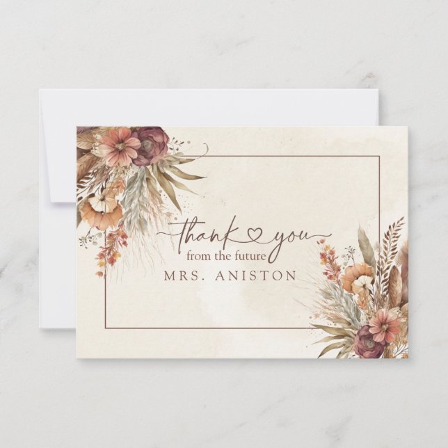 Möhippa tack för boho pampas-gräset kort (Framsida)