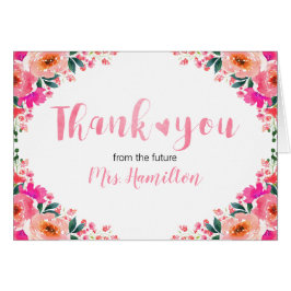 Möhippa Tack Rosa Flowers and Heart Hälsningskort